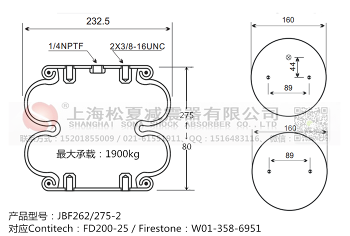 JBF262/275-2橡膠<a href='http://fawzimasri.com/' target='_blank'><u>空氣彈簧</u></a>