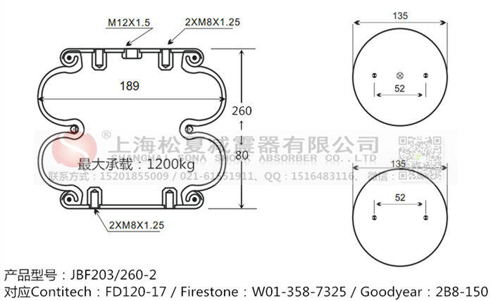 JBF203/260-2橡膠<a href='http://fawzimasri.com/' target='_blank'><u>空氣彈簧</u></a>